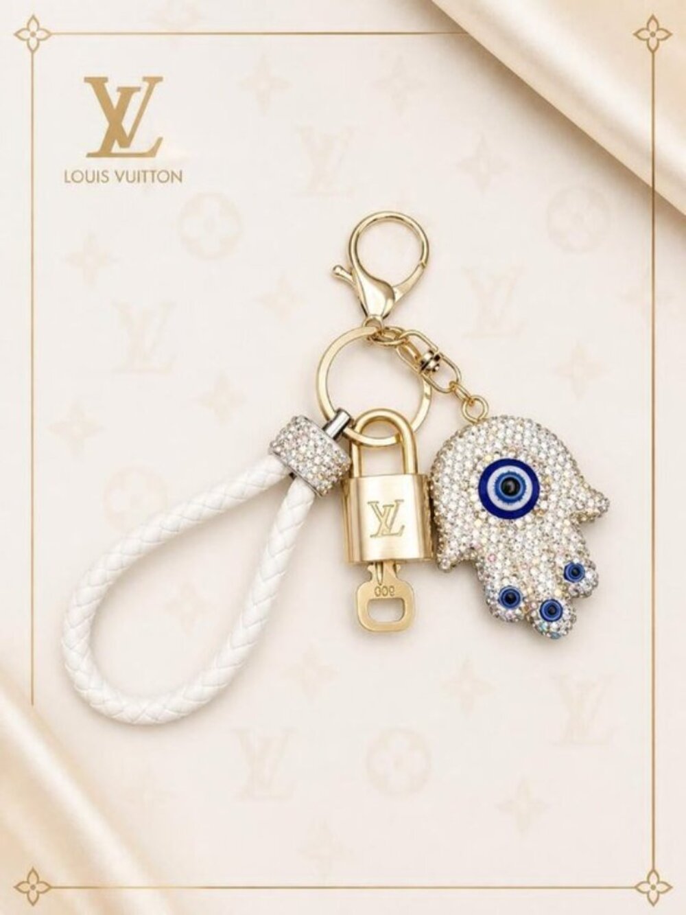 Louis Vuitton Gold Padlock 🔒 Key Set Authentic LV w/ Unbranded Evil Eye Charm